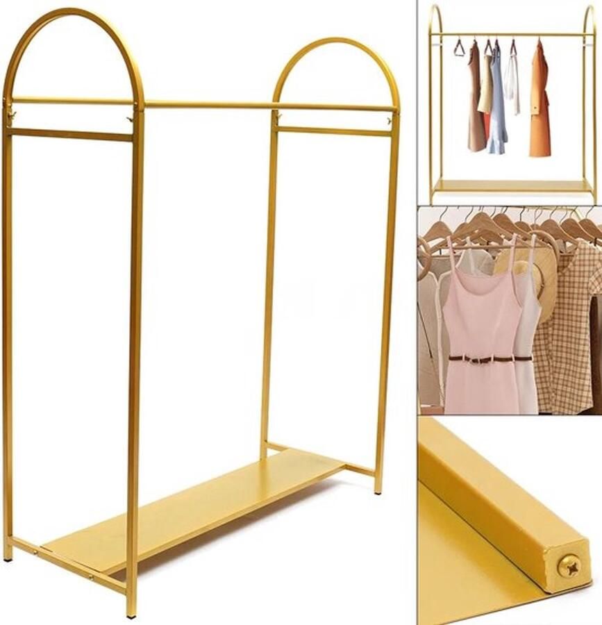 Collox Kledingrek Kledinghanger Opberger Kapstok Kledingstandaard Vrijstaand Draagbaar Goud 116 x 50 x 150 cm