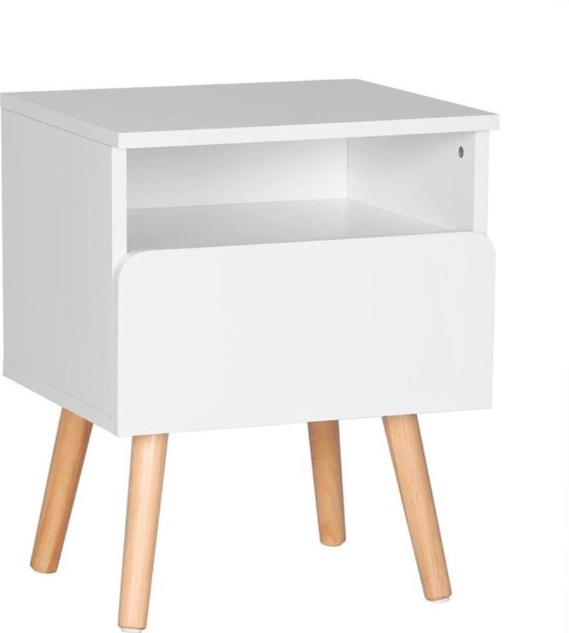 Collox Nachtkastje 2 stuks Met lade en open compartiment Slaapkamer Opslag Opbergen Tafeltje 33 5 x 40 x 50 cm Wit