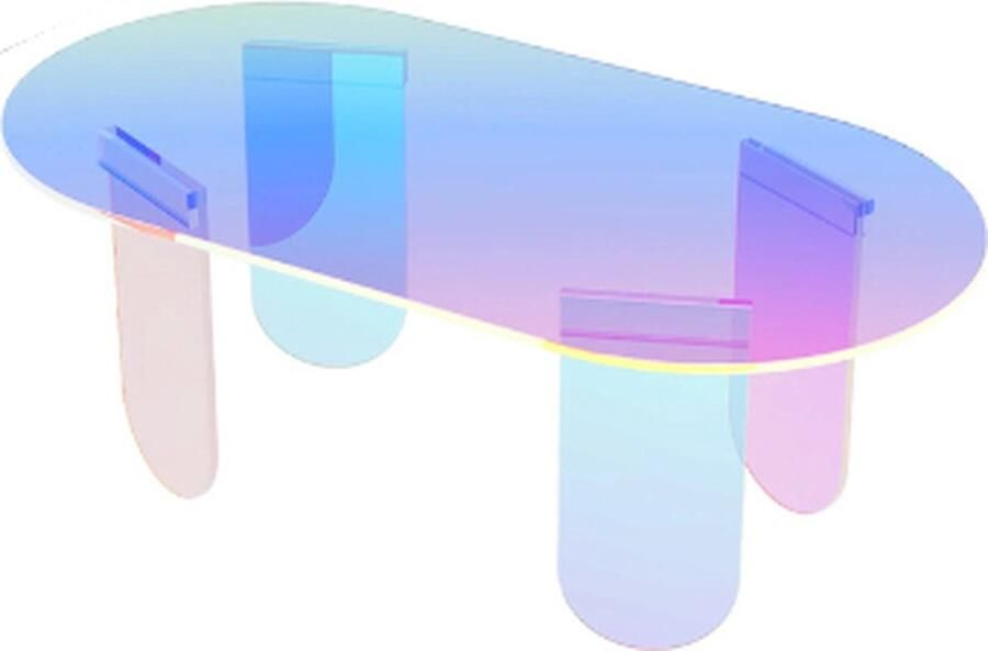 Collox Onbreekbare salontafel Bijzettafel Woondecoratie Acryl Iriserend Regenboogkleurig 4 poten 95x50x36 cm