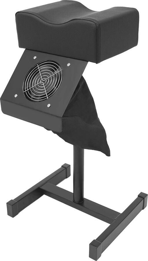 Collox Pedicure kruk met reinigingsventilator Voetsteun Nagelbank Stoel schoonheidssalon Verstelbare hoogte Ergonomisch kussen H-vormige basis 31x28x45 cm Zwart