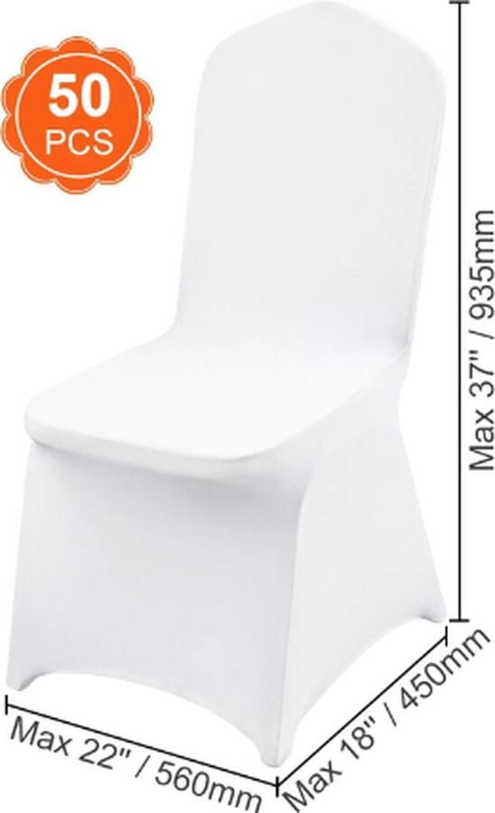 Collox Stoelhoezen Trouwstoelhoezen Rekbaar Decoratie Niet geschikt voor stoelen met armleuningen 50 stuks 56 x 45 x 93 5 cm Wit