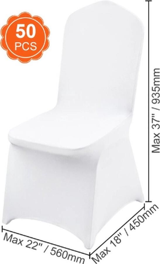 Collox Stoelhoezen Trouwstoelhoezen Rekbaar Decoratie Niet geschikt voor stoelen met armleuningen 50 stuks 56 x 45 x 93 5 cm Wit