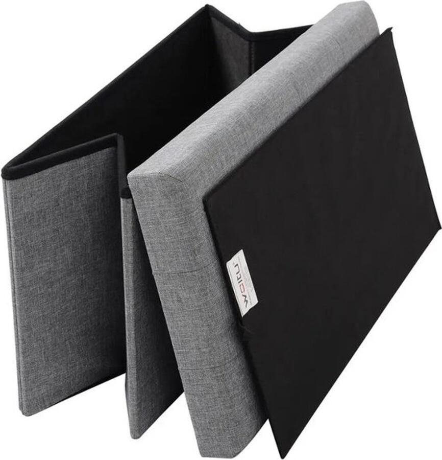 Collox Voetenbankje Voetenkrukje Opslagbankje Poef Bankje Opbergdoos Met afneembare deksel Zitting gestoffeerd Opvouwbaar Donker grijs 76x38x38 cm Capaciteit 80 L