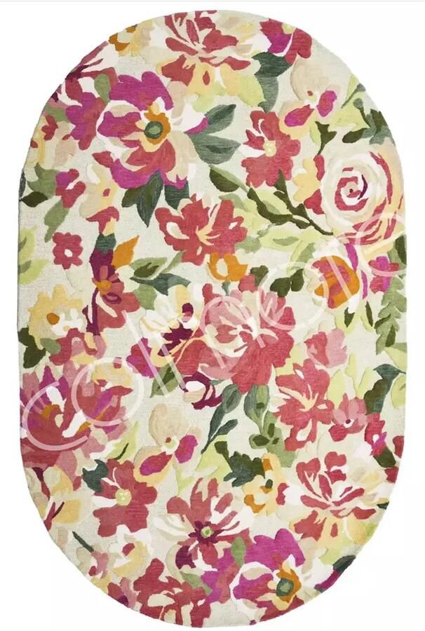 Colmore by Diga Living in Luxury ovaal wollen vloerkleed met bloemen 200 x 300 cm