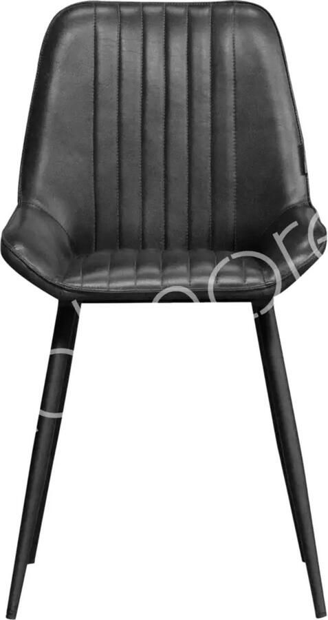 Colmore by Diga living in luxury zwart leren bar kruk met ijzeren poten 45 x 55 x 83 cm