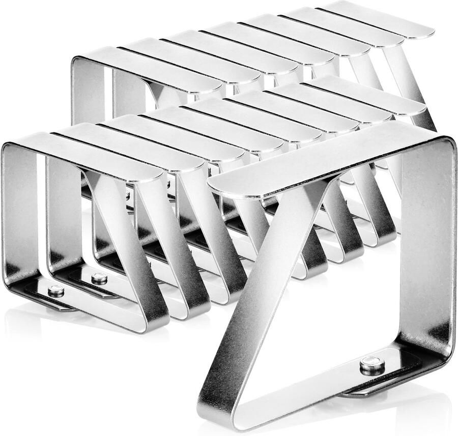 COM-four 16x tafelkleedclips van roestvrij staal 304 tot 3 cm dik outdoordoekhouder voor het tafelkleed tafelclips voor binnen en buiten tafelklemmen tafelkleedclips tafelkleedclip
