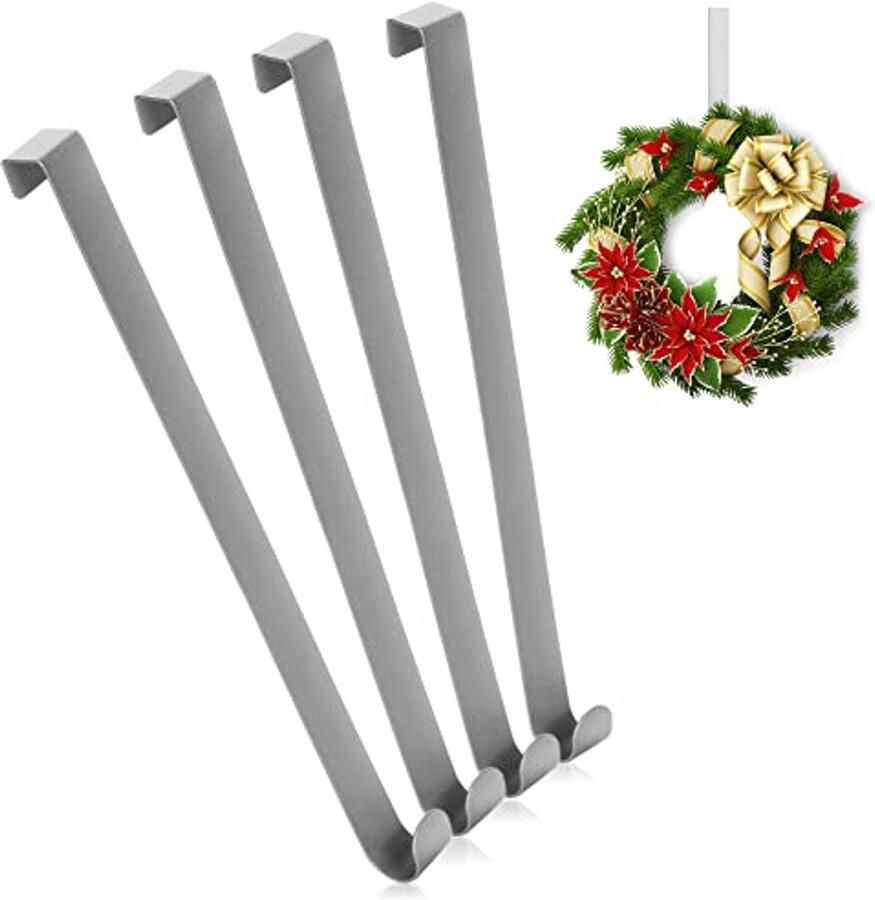 COM-four 4x deurhaken van roestvrij staal 26 cm haken voor deurkransen en decoratie hanger voor deuren voor buiten kapstokhaak om op te hangen