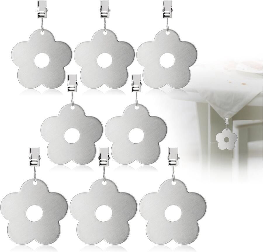 COM-FOUR 8X tafelkleedgewichten van roestvrij staal tafelkleedclips ca. 40 g per stuk tafelkleedclips