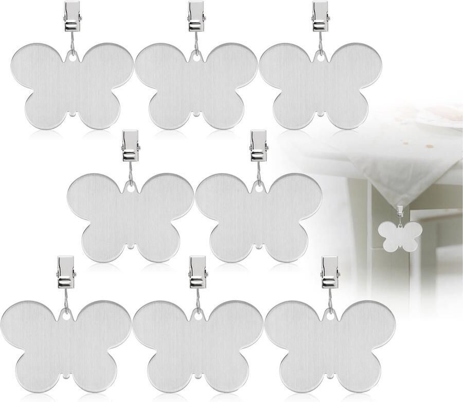 Com-four 8X tafelkleedgewichten van roestvrij staal tafelkleedklemmen elk ca. 40 g tafelkleedklemmen