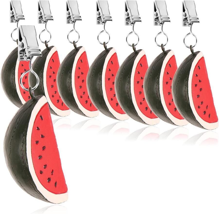 Com-four 8X tafelkleedgewichten weerbestendige tafelkleedgewichten met clip tafelkleedclip in meloendesign ca. 40 g (8 stuks meloen 40 g)