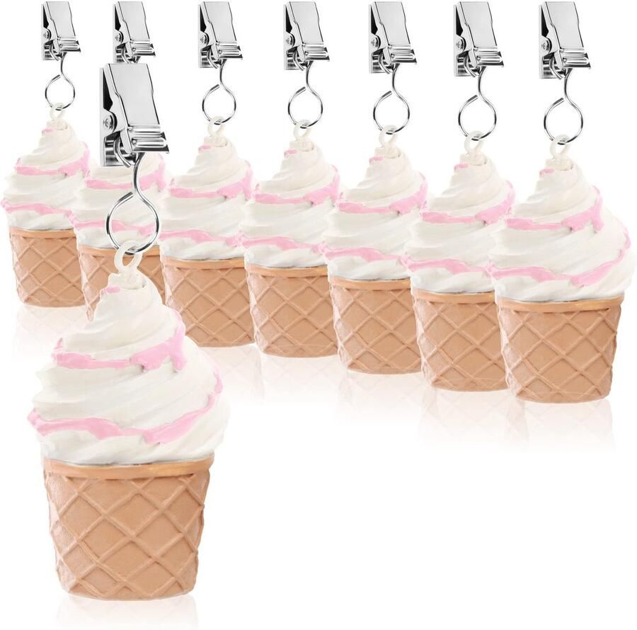 Com-four 8X tafelkleedgewichten Weerbestendige tafelkleedgewichten met klem Tafelkleedklem in ijsmotief Ca. 40 g (Meerkleurig IJs)