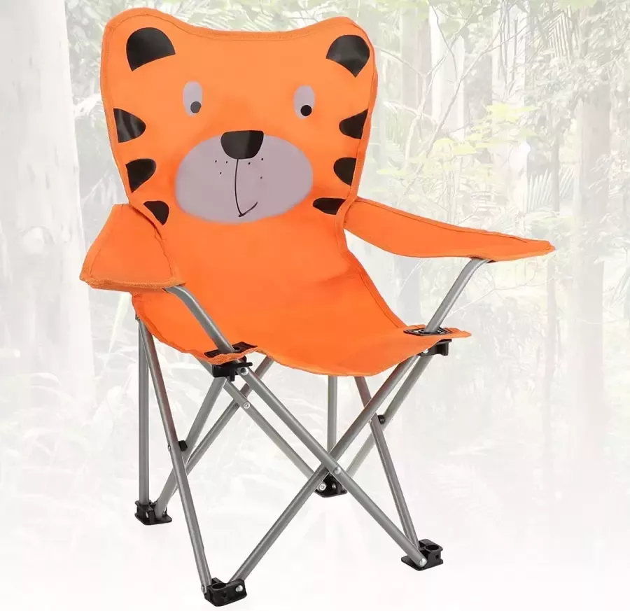COM-FOUR kinderklapstoel Tiger visstoel oranje voor kinderen klapstoel voor camping en tuin klapstoel met transporttas kinderstoel met opklapbare armleuningen (1 stuk tijger)