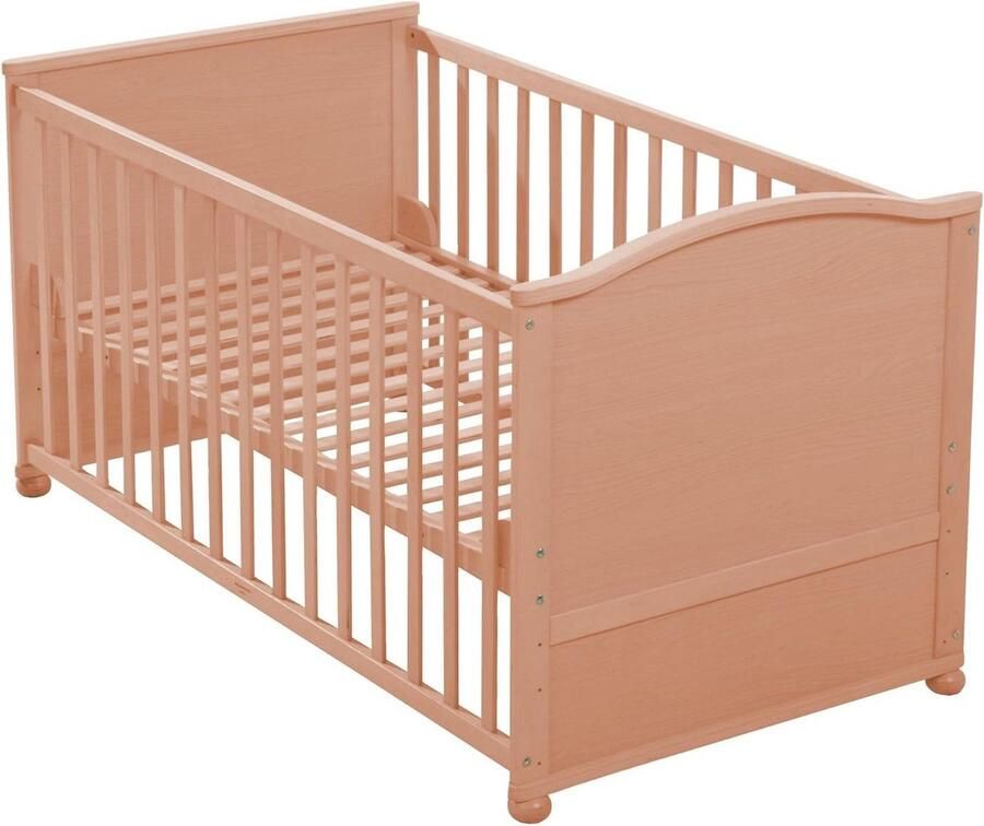 Combi kinderbed 70x140 cm natuurlijk hout 3-voudig verstelbaar babybed junior bed Kinderbed