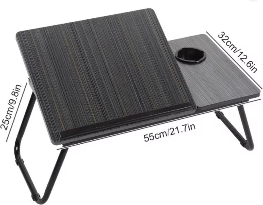 Comfora Opvouwbare Laptoptafel voor Bed – Verstelbare Bedtafel met Bekerhouder – Multifunctioneel Dienblad voor Lezen Ontbijt of Thuiswerken – Draagbare Laptop Desk – Grijs