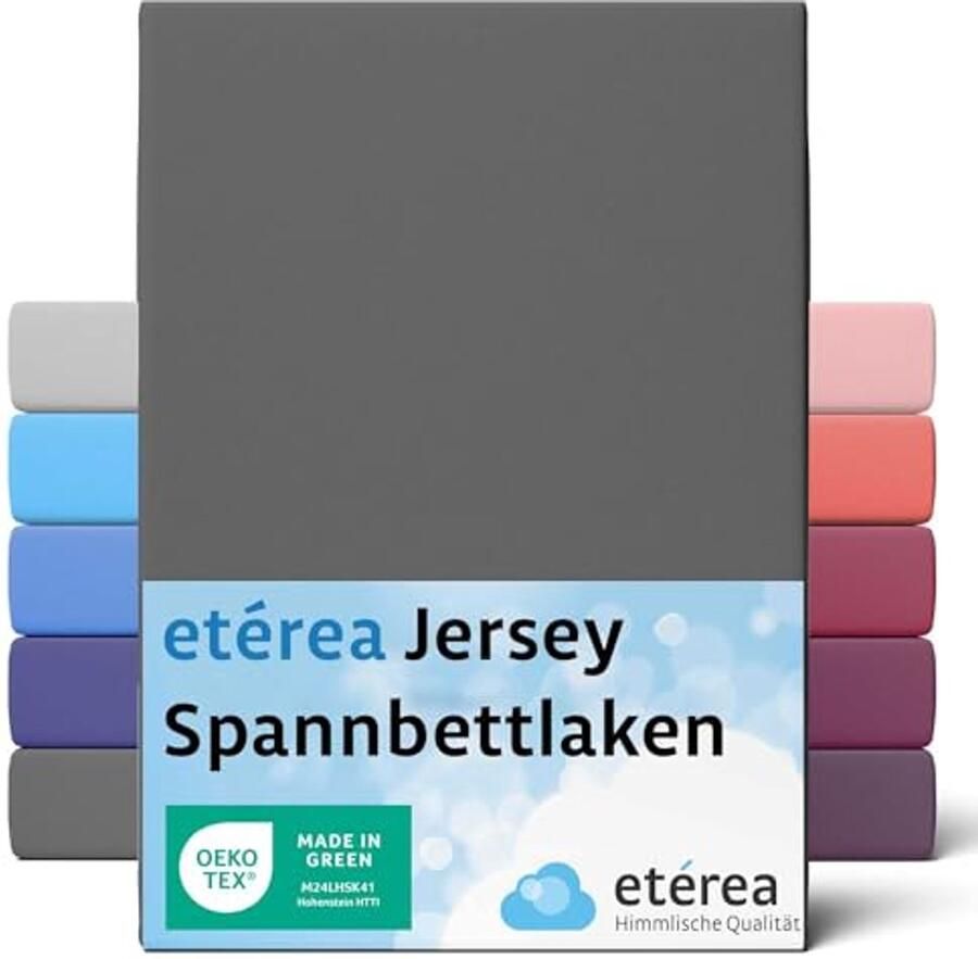 Comfort Jersey Hoeslaken 180x200 cm Oekotex 100% Katoen Geschikt voor Matrassen tot 25 cm Antraciet Kleuren