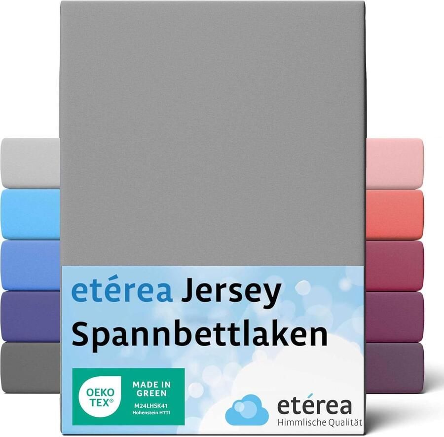 Comfort Jersey Hoeslaken 180x200cm Grijs Oeko-Tex gecertificeerd 100% Katoen Geschikt voor Matrassen tot 25 cm Hoog