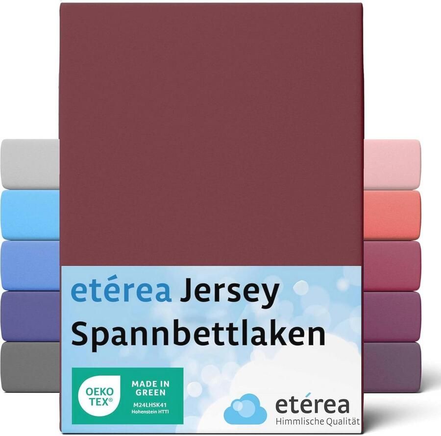 Comfort Jersey Hoeslaken 80x160cm 80x180cm Katoen Oeko-Tex 100 Geschikt voor Matras tot 25cm Hoog Bordeaux