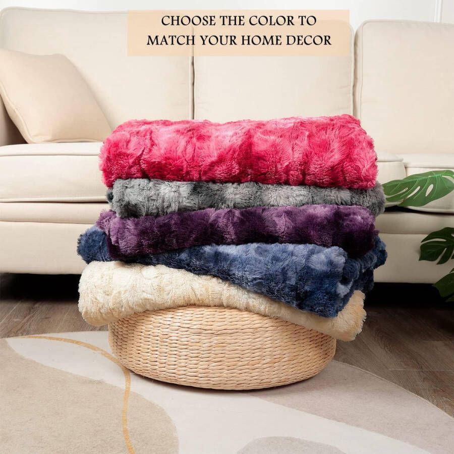 Comfort Luxe deken van kunstbont wollige en zachte knuffeldeken deken voor bank en bed 220 x 240 cm blauw