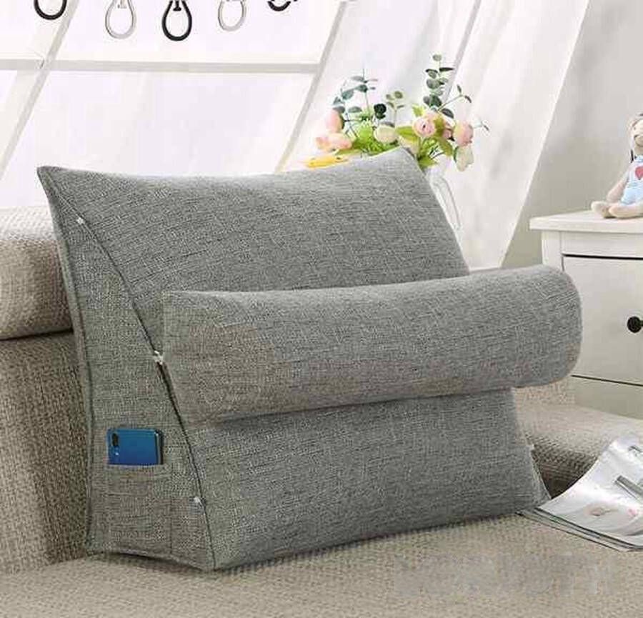 Comfortabel Leeskussen Ergonomische Zitkussen Bed Kussen Linnen Zacht & Draagbaar Grijs