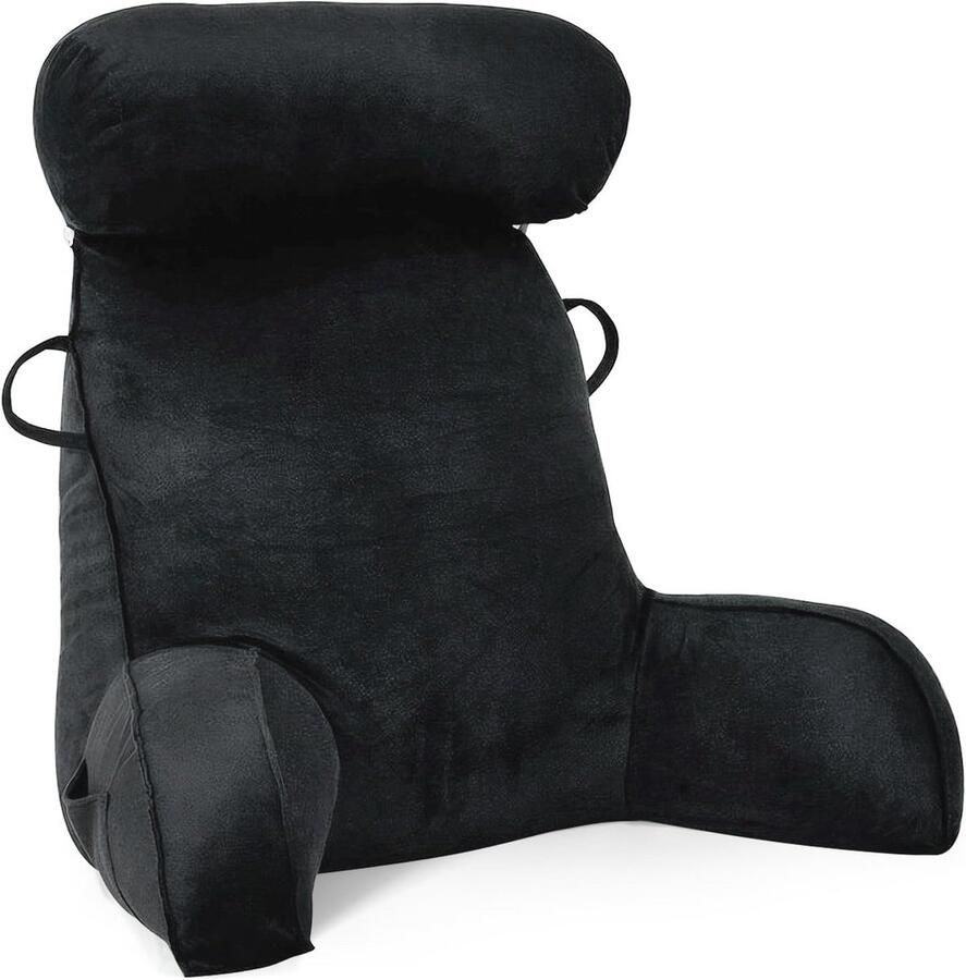 Comfortabel Leeskussen voor Ondersteuning in Bed – Fluwelen Rugkussen met Armsteun en Wasbare Hoes