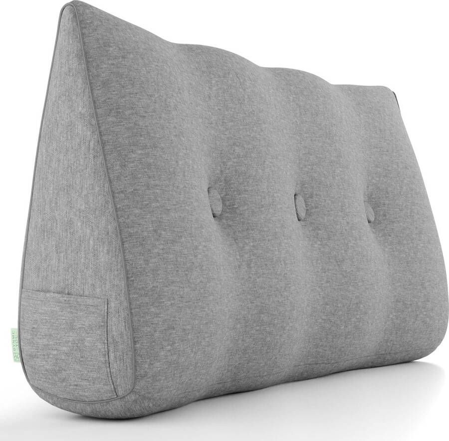 Comfortabel rugkussen katoen-look 90 cm Oeko-Tex modern wigkussen bed middelharde bekleding perfect als leeskussen wandkussen rugleuning premium hoofdeinde