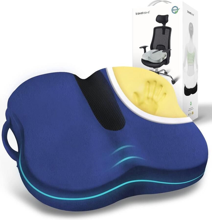 Comfortabel traagschuim zitkussen voor bureaustoel en autostoel