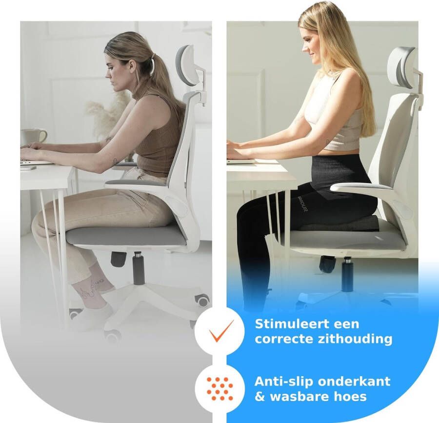 Comfortabel wigkussen auto Ergonomisch zitkussen auto Stevig vormvast Modern schuimrubberen autostoelkussen stoelverhoger stoelhoes auto kantoor DYNMC YOU Premium wigkussen voor de stoel donkergrijs