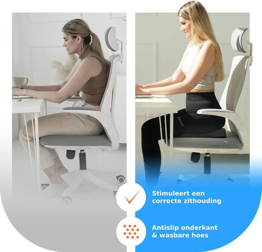 Comfortabel wigkussen voor bureaustoel Ergonomisch zitkussen stoel Stevig vormvast Modern schuimrubberen zitkussen stoelverhoger wigkussen kantoor auto DYNMC YOU Premium Design