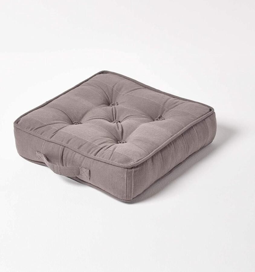 Goodivery Comfortabel Zitkussen voor Stoelen in Ribbelstructuur 40x40 cm 100% Katoen Grijs