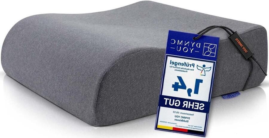 Comfortabele 13 cm dik Zitkussen Volwassenen OEKO-TEX Hoes Vormvast Ideaal voor Autostoel Bureaustoel Opstahulp Stoelverhoger Premium Stoelkussen DYNMC YOU Grijs wigkussen
