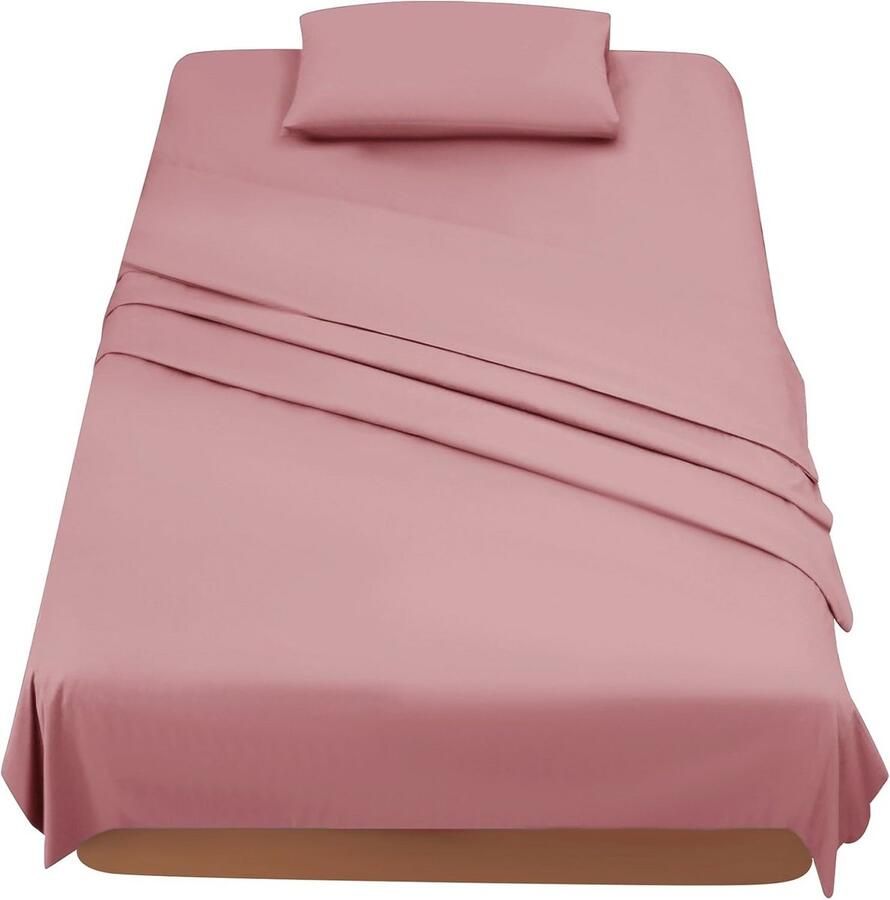 Comfortabele 3-delige Microvezel Beddengoedset voor Eenpersoonsbed 90 cm Donkerroze
