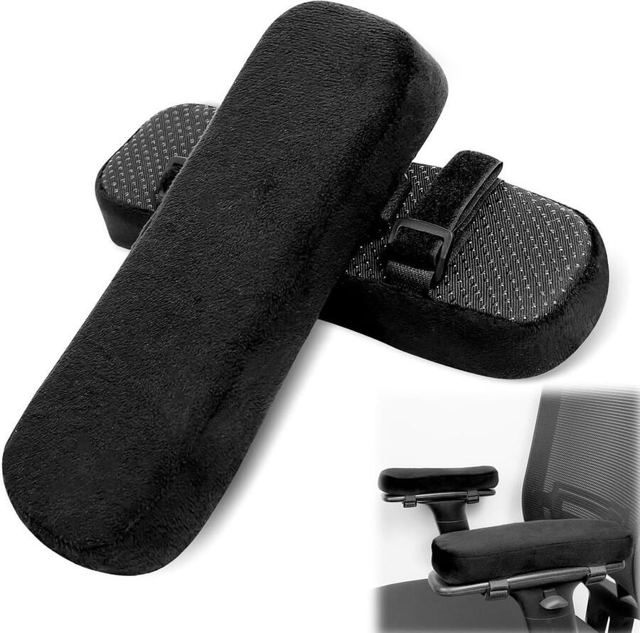 Luvetrex Comfortabele Armsteunkussens voor Rolstoelen en Bureaustoelen Set van 2 Zwart