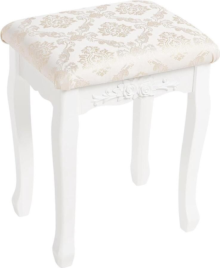 Comfortabele Barokke Stijl Wit Poef Kruk voor Make-Up Kaptafel Stoel WOLTU MB6011