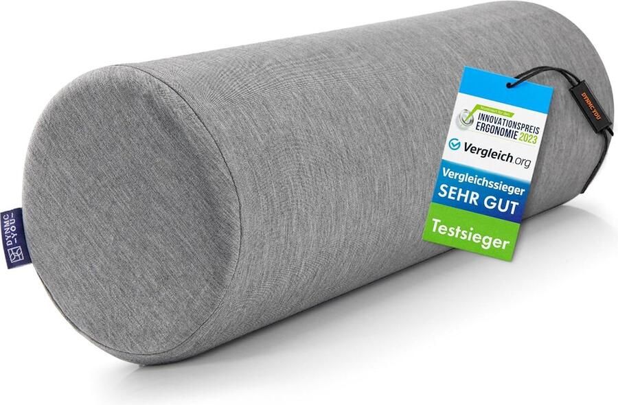 Comfortabele bolster met hoes van zacht bamboe Memory Foam kussen rond medium hard stabiel Perfect als nekkussen reiskussen knierol rugkussen bank wit