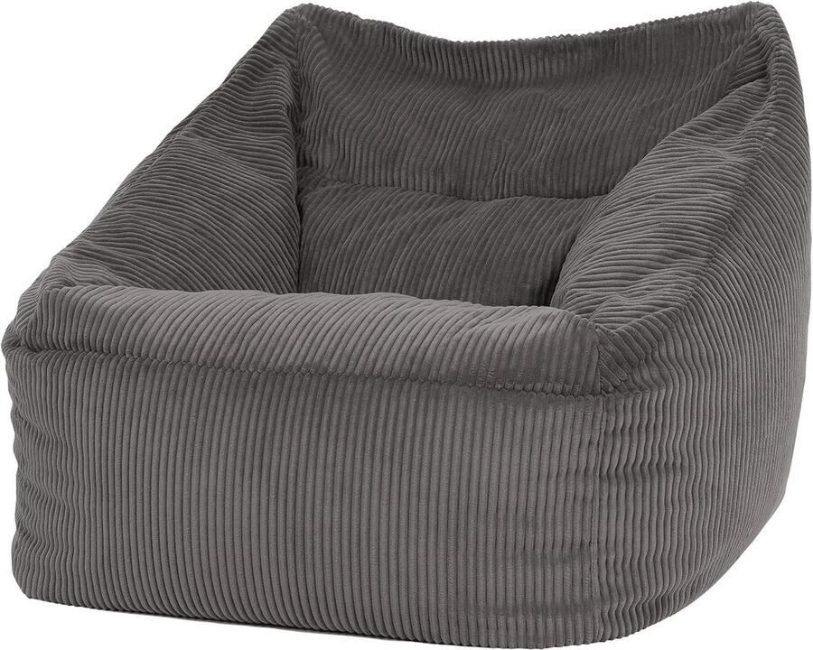 Comfortabele Donkergrijze Zitzak Fauteuil voor Volwassenen met Corduroy Stof