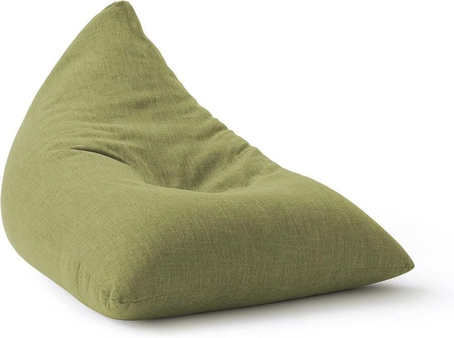 Comfortabele driehoekige zitzak voor binnen 370 liter 150 x 100 x 100 cm linnenlook lime