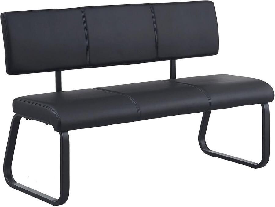 Comfortabele Driezits Eetbank voor Keuken of Eetkamer Zwart Kunstleer