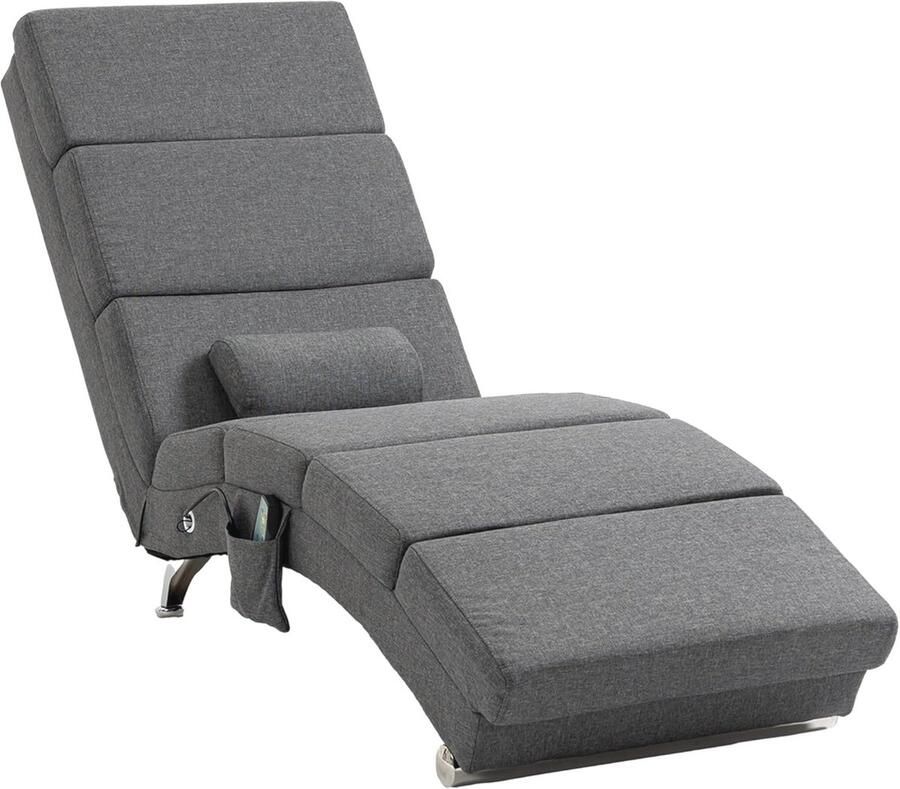 Comfortabele Elektrische Relaxstoel met Massagefunctie Inklapbare Massagestoel met Afstandsbediening en 5 Modi Donkergrijs