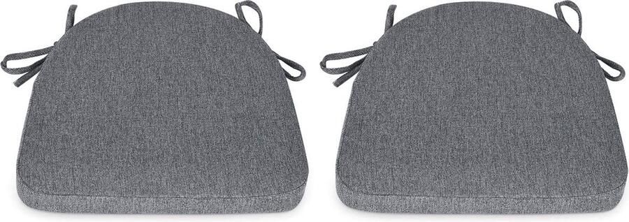 Set van 2 zitkussens stoelen wasbaar stoelkussen met bindband 43 x 41 cm antislip zitkussen halfrond geschikt voor tuinstoel eetkamerstoel of bureaustoel (antraciet)