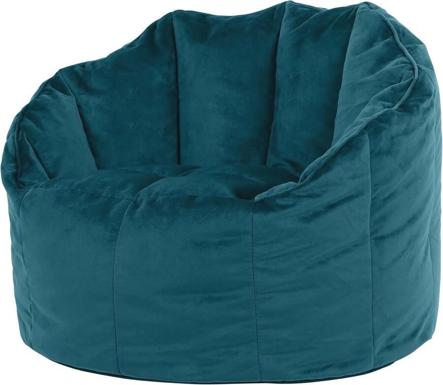 Comfortabele Fauteuil Zitzak in Blauwgroen Fluwelen Stof Schelpvormige Vloerstoel voor Woonkamer of Slaapkamer