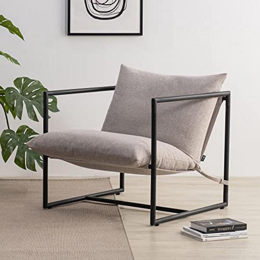 Comfortabele Grote Fauteuil Beige Metalen Frame en Schuimvulling Perfect Voor Elk Interieur