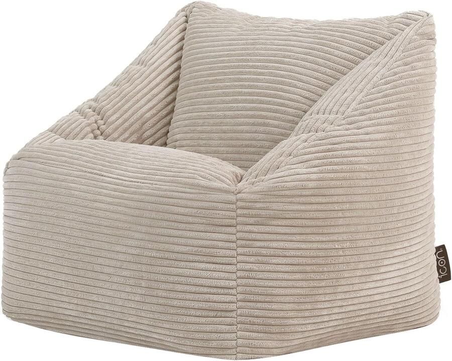 Comfortabele Kinder Zitzak Fauteuil Beige Corduroy voor Speelkamer Kinderkamer of Slaapkamer