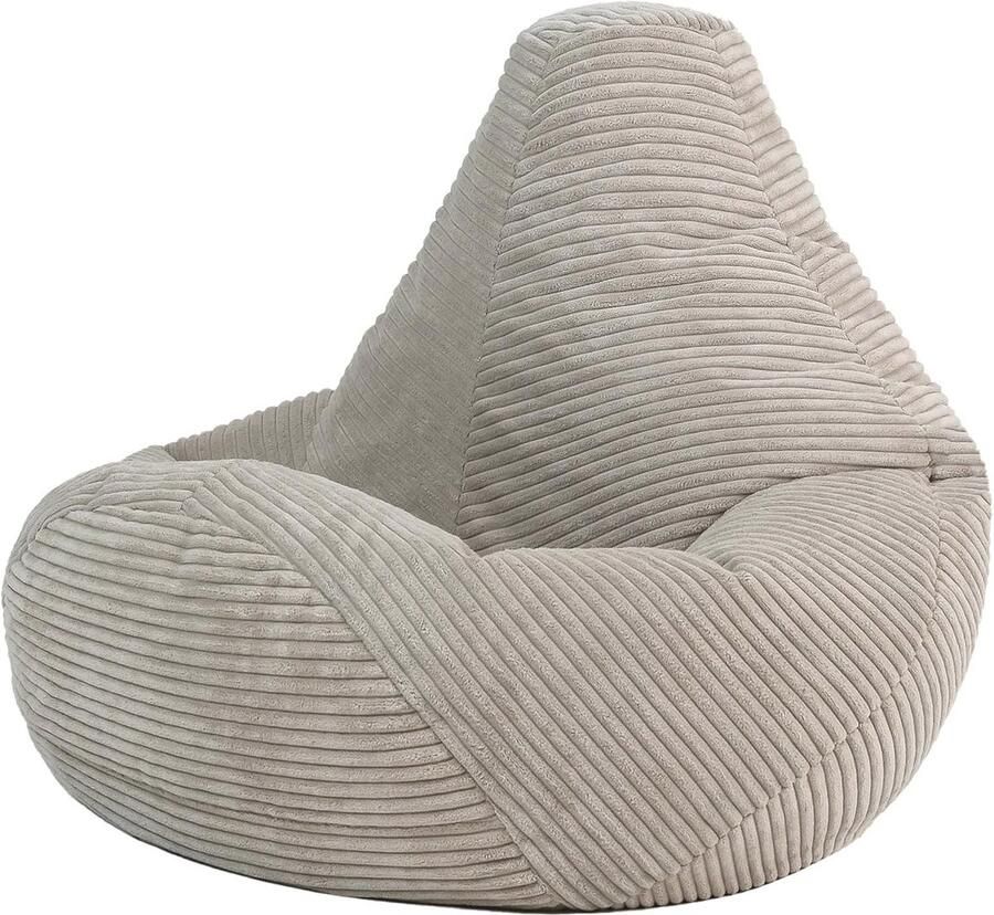 Comfortabele Kinder Zitzak met Vulling Beige Corduroy Perfect voor Slaapkamer en Speelkamer