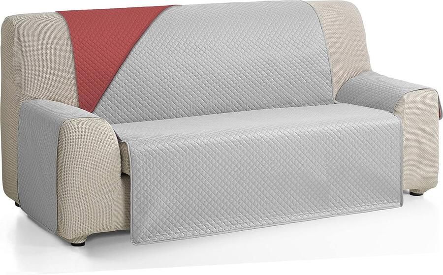 Comfortabele Omkeerbare Bankhoes voor 3-zits Bank XL 170 cm Grijs Rood