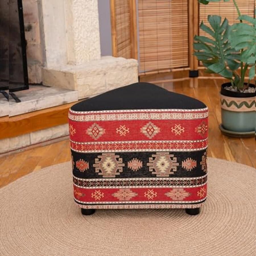 Comfortabele Ottomaanse Pouf Driehoekige Poef voor Thuis Extra Zitplaatsen voor Woonkamer Slaapkamer en Keuken