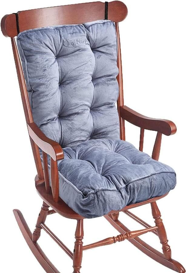 Comfortabele Schommelstoel Kussenhoes met Dikte van 8 cm Universeel Kussen voor Hoge en Lage Rugstoelen Grijs