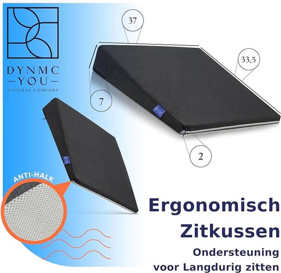 Comfortabele Stoelverhoger Volwassenen OEKO-TEX hoes Vormvast 13 cm dik zitkussen Perfect voor autostoel bureaustoel kussen opstahulp Premium stoelkussen verhoging Grijs