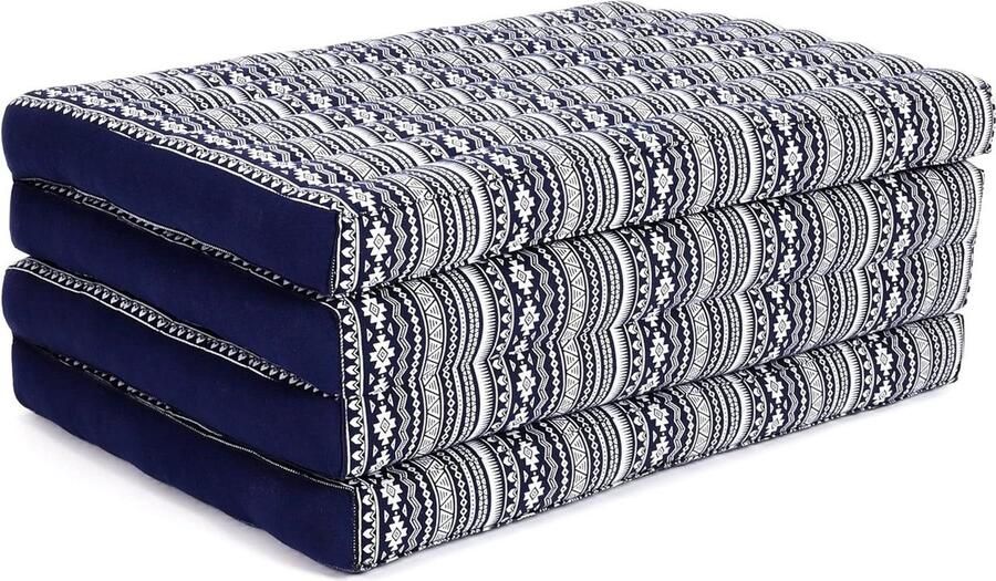 Comfortabele Thaise Massage Pad opvouwbare vloer matras gevuld met Eco-vriendelijk Kapok Blauw Wit 200 x 70 cm vouwmatras