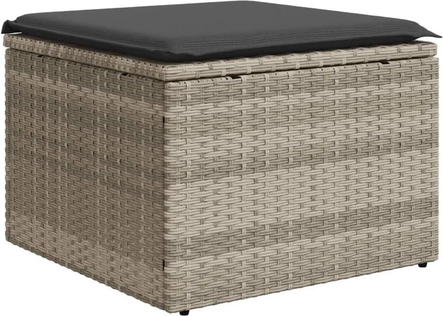Comfortabele Tuinkruk met Kussen 55x55x37 cm Poly Rattan Lichtgrijs