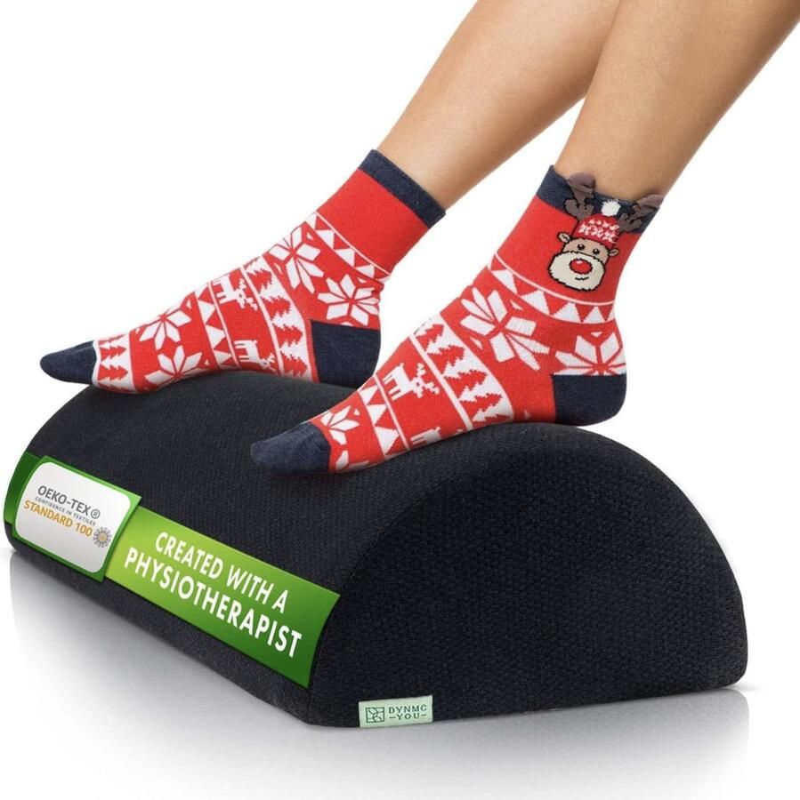 Comfortabele voetensteun bureau ergonomische voetenbank bekleed met stevig traagschuim zachte Oeko-Tex-overtrek perfecte voetensteun premium voetkussen zwart